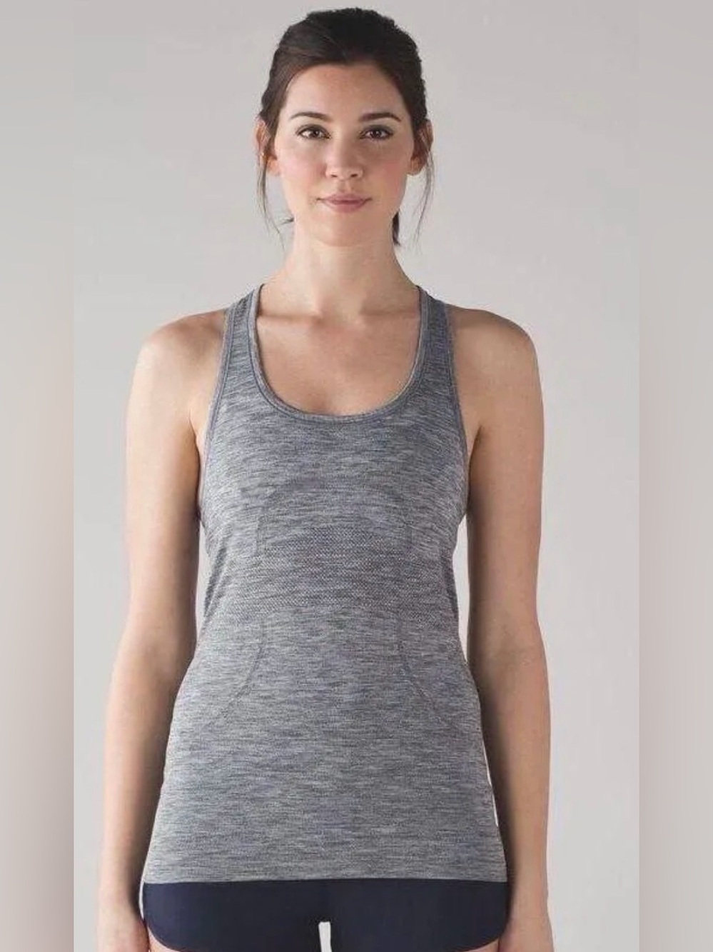 Lululemon Swiftly Tech Run Racerback Heathered Gray White Tank Top Shirt